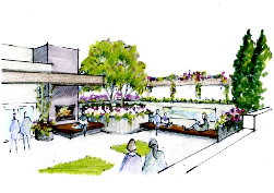 Plan Concept: Rooftop garden, sitting area | Falls Church Cohousing